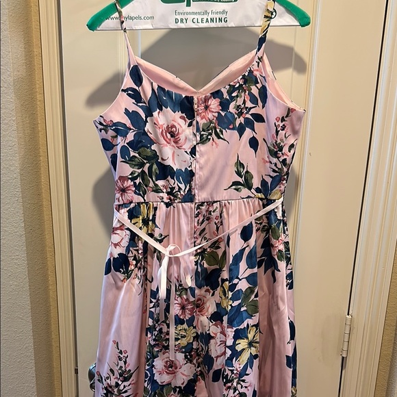 Pink and Blue Sleeveless Sundress with Spaghetti Straps - Picture 3 of 4